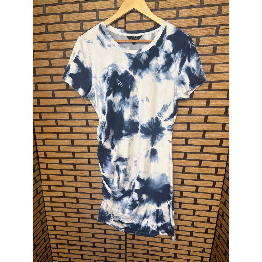 Lauren Ralph Lauren Blue‎ And White Tie Dye Dress Size Large